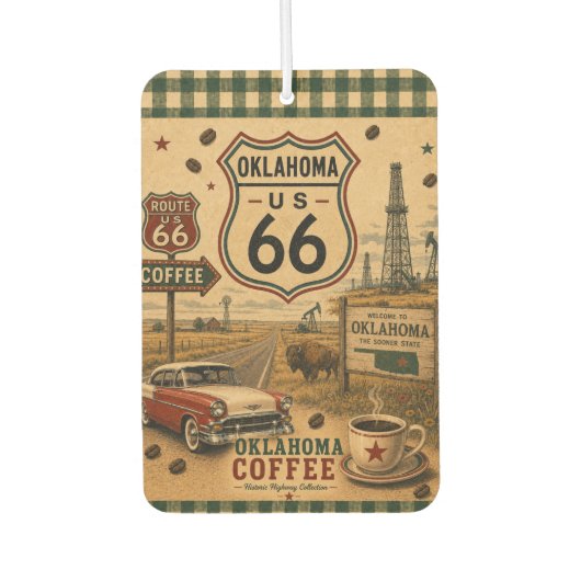 Oklahoma Route 66 Auto-Kaffee-Run Autolufterfrischer (Vorderseite)