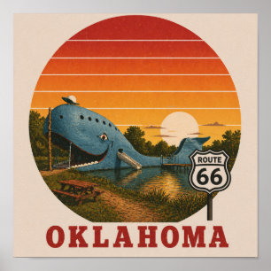 Oklahoma Route 66 Blue Whale Sonnenuntergang-Abent Poster
