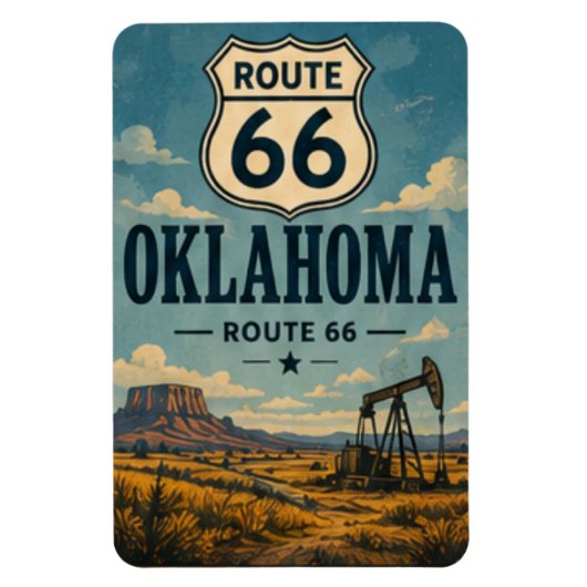 Oklahoma Route 66 Ölförderstraße Reise Kunst Magnet (Vertikal)