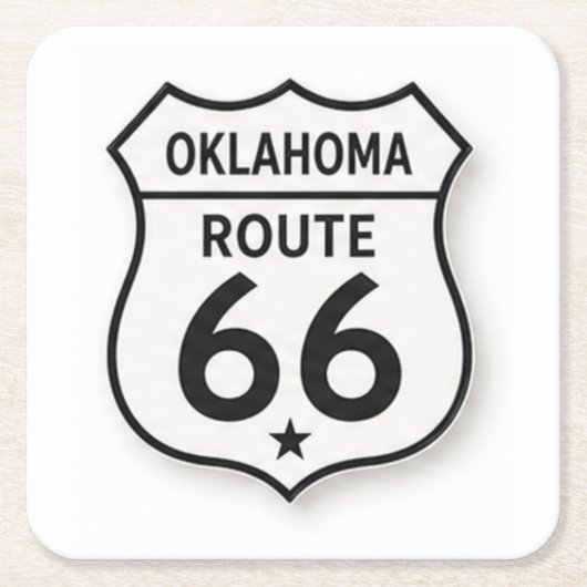 Oklahoma Route 66 Retro White Shield Untersetzer (Vorderseite)