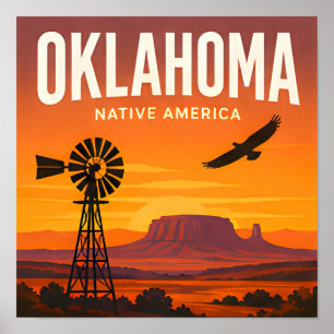 Oklahoma Route 66 Tulsa Oklahoma City Reise Poster