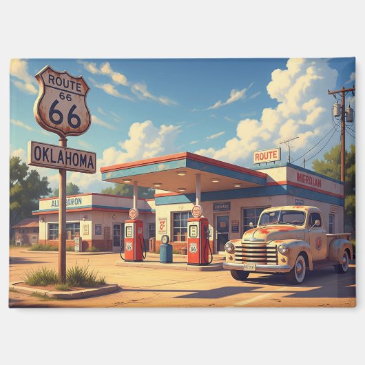 Oklahoma Route 66 Vintage Gasstation Magnet (Vorderseite)
