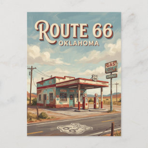 Oklahoma Route 66 Vintage-Tankstelle Postkarte