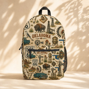 Oklahoma Route 66 Vintage Western Collage Bedruckter Rucksack