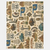 Oklahoma Route 66 Vintage Western Collage Fleecedecke (Vorderseite)