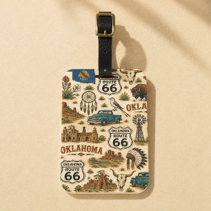 Oklahoma Route 66 Vintage Western Collage Gepäckanhänger