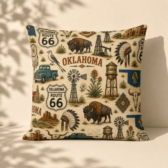 Oklahoma Route 66 Vintage Western Collage Kissen (Von Creator hochgeladen)