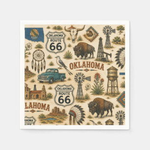 Oklahoma Route 66 Vintage Western Collage Serviette