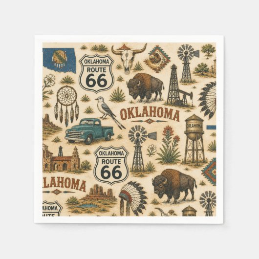 Oklahoma Route 66 Vintage Western Collage Serviette (Vorderseite)
