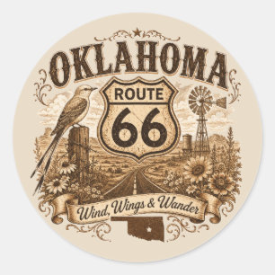 Oklahoma Route 66 Wind Wings Aufkleber