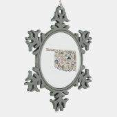 Oklahoma Shaped Retro Picture Map Schneeflocken Zinn-Ornament (Links)