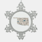 Oklahoma Shaped Retro Picture Map Schneeflocken Zinn-Ornament (Vorderseite)