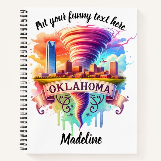 Oklahoma Skyline in bunten Tornado-Kunst Notizblock (Vorderseite)