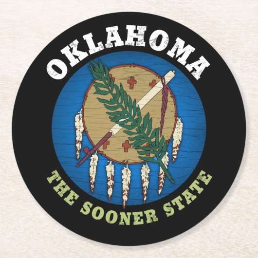 OKLAHOMA SOONER STAAT FLAG RUNDER PAPPUNTERSETZER (Vorderseite)