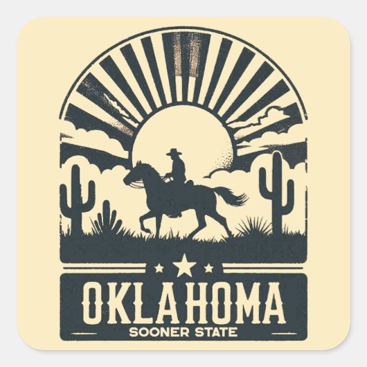 Oklahoma Sooner Staat Quadratischer Aufkleber (Vorderseite)