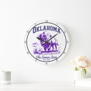 Oklahoma Sooner State Bison Große Wanduhr