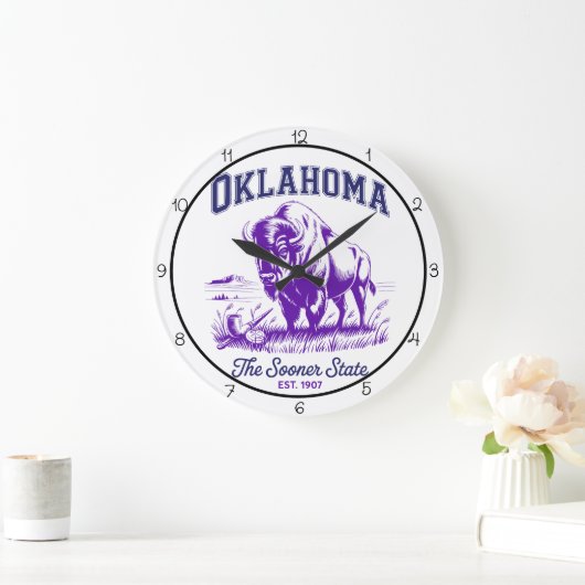 Oklahoma Sooner State Bison Große Wanduhr (Zuhause)