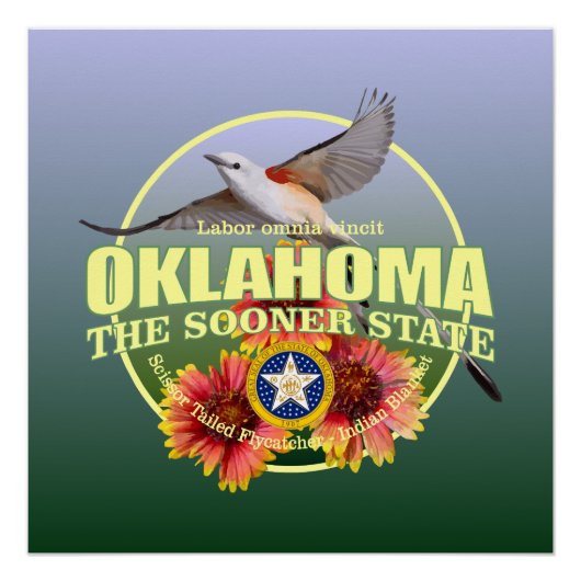 Oklahoma Staat Bird & Blume Poster (Vorderseite)