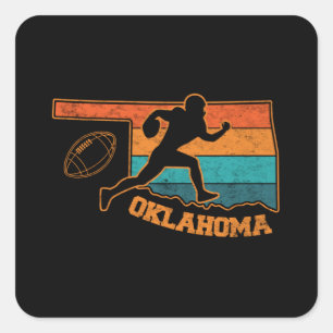 Oklahoma Staat Footbal Colorful Map Quadratischer Aufkleber