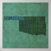 Oklahoma Staat Kontur Word Karte für Leinwand