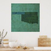 Oklahoma Staat Kontur Word Karte für Leinwand Poster (Küche)