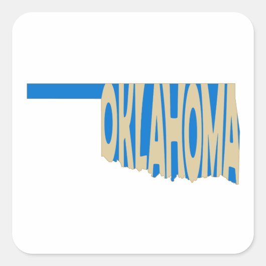 Oklahoma Staat Name Word Art Yellow Quadratischer Aufkleber (Vorderseite)