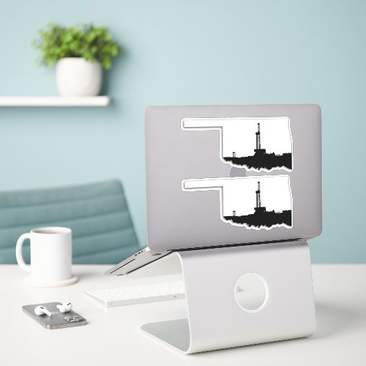 Oklahoma Staat Oilfield Bohrschiff Cutout Aufkleber (Laptop auf Schreibtisch)