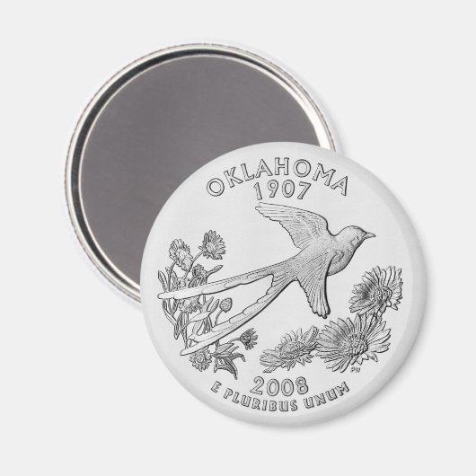 Oklahoma Staat Quarter Magnet (Vorderseite/Rückseite)
