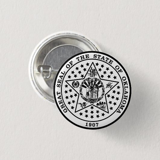 Oklahoma Staat Siegel (schwarz-weiß) Button (Vorne & Hinten)