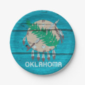 Oklahoma-Staats-Flagge auf altem Bauholz Pappteller (Vorderseite)