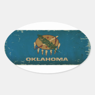Oklahoma-Staats-Flagge VINTAGE.png Ovaler Aufkleber