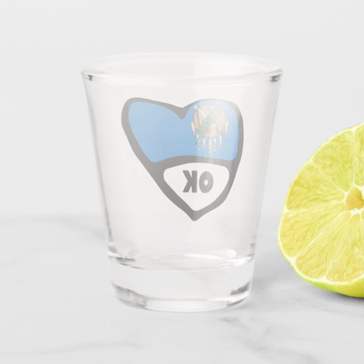 Oklahoma Staatsflagge im Herzen, OK-Shotglas Schnapsglas (Rückseite)