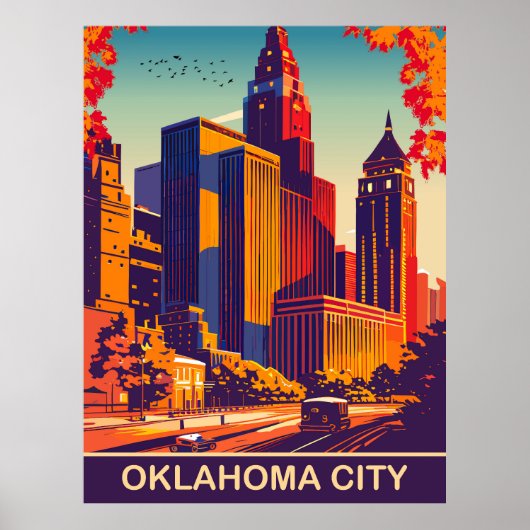 Oklahoma Stadt im Herbst, Reisen Poster (Vorne)