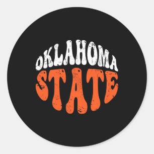 Oklahoma State Tee.retro Vintage Design mit Abnutz Runder Aufkleber