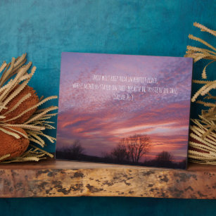 Oklahoma Sunset mit Bäumen und Bibelversen Fotoplatte