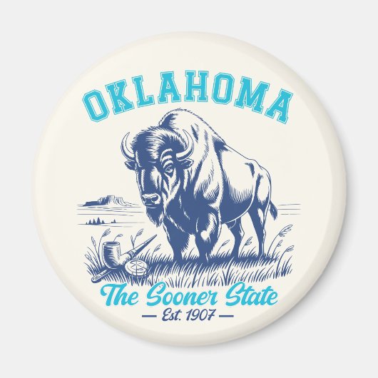 Oklahoma The Sooner State - Bison Art Design Magnet (Vorne)