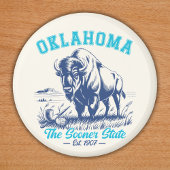 Oklahoma The Sooner State - Bison Art Design Magnet