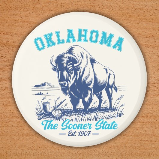 Oklahoma The Sooner State - Bison Art Design Magnet