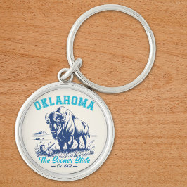 Oklahoma The Sooner State - Bison Art Design Schlüsselanhänger