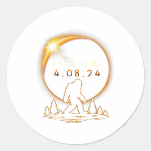 Oklahoma Total Solar Eclipse 2024 Runder Aufkleber