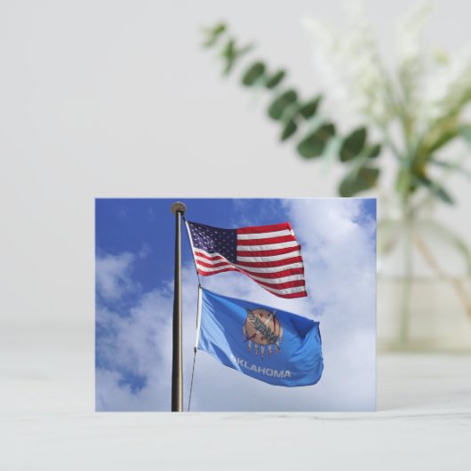 Oklahoma und amerikanische Flagge Postkarte (Stehend Vorderseite)