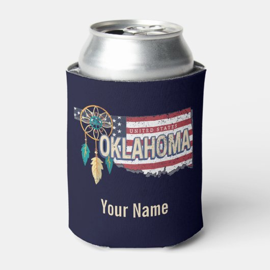 Oklahoma United Staaten Retro Map Vintag USA Dosenkühler (Kanne Vorderseite)