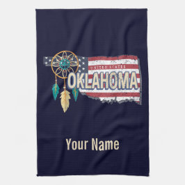 Oklahoma United Staaten Retro Map Vintag USA Geschirrtuch