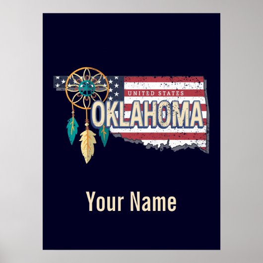 Oklahoma United Staaten Retro Map Vintag USA Poster (Vorne)