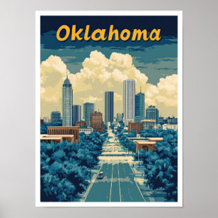 Oklahoma United Staaten Vintage Travel Illustratio Poster
