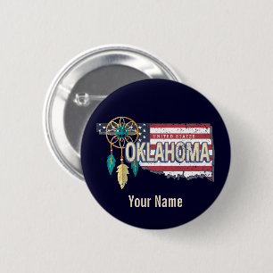 Oklahoma Vereinigte Staaten Retro-Karte Vintage US Button