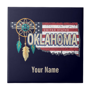 Oklahoma Vereinigte Staaten Retro-Karte Vintage US Fliese