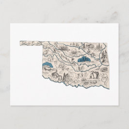 Oklahoma Vintag Picture Map Staat Chart Postkarte