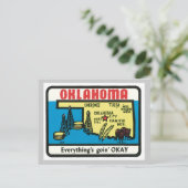 Oklahoma Vintage Etikett Postkarte (Stehend Vorderseite)