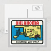 Oklahoma Vintage Etikett Postkarte (Vorne/Hinten)